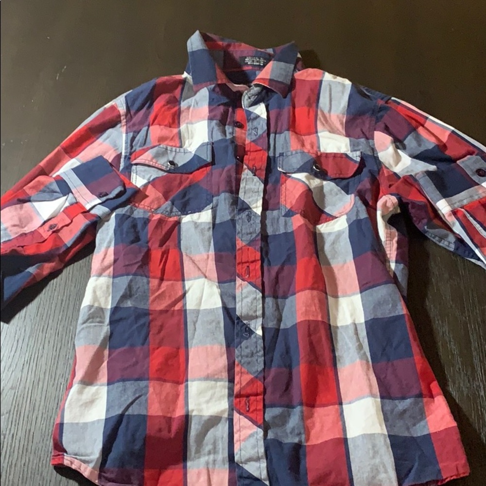 Unisex Plaid Long Sleeve Button Up